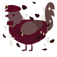 A wine and overcast chicken with a head pattern