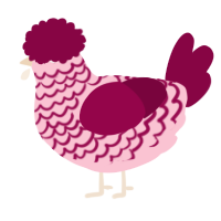 A rose and maroon chicken with a lace pattern