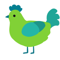 A grass and turquoise chicken
