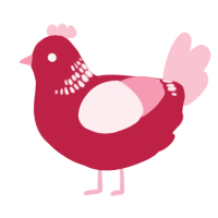 A crimson and rose chicken with a neck-band pattern