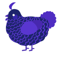 A navy and indigo chicken with a lace pattern