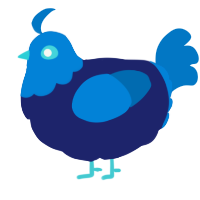 A navy and sapphire chicken with a head pattern