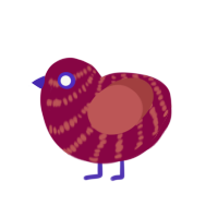 oh look a strawberry, a maroon and red chicken with a bar pattern