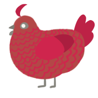 A red and crimson chicken with a lace pattern