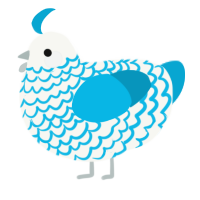 A white and cerulean chicken with a lace pattern