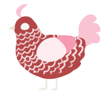 A red and rose chicken with a lace pattern