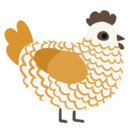 A white and orange chicken with a lace pattern