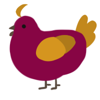 A maroon and ochre chicken
