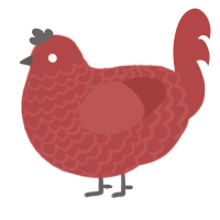 A red chicken with a lace pattern