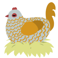 A silver and ochre chicken with a lace pattern
