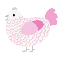 A white and pink chicken with a lace pattern