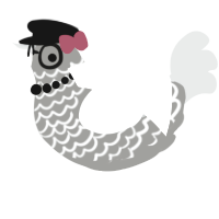 A ash and silver chicken with a lace pattern