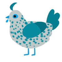 A silver and sea chicken with a speckle pattern