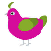 A fuchsia and chartreuse chicken