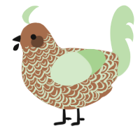 A brown and gluppy chicken with a double-lace pattern