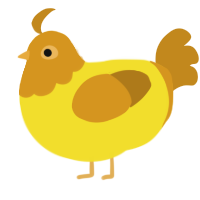 A yellow and ochre chicken with a head pattern
