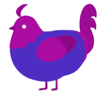 Plum Syrup, a indigo and plum chicken with a head pattern