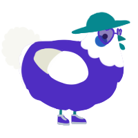A indigo and white chicken with a head pattern