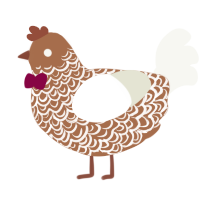 A brown and white chicken with a double-lace pattern