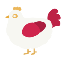 A white and crimson chicken