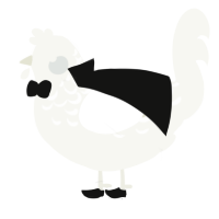 A white chicken with a half-lace pattern