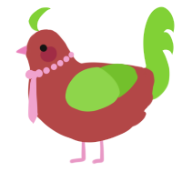 A red and grass chicken
