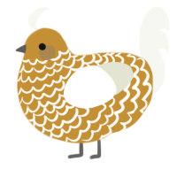 A gold and white chicken with a lace pattern