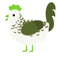 A white and olive chicken with a half-lace pattern