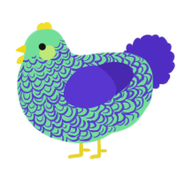 A spring and indigo chicken with a double-lace pattern