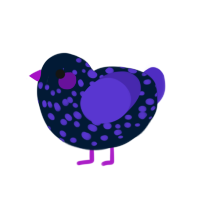 Disco, a tumblr and indigo chicken with a speckle pattern