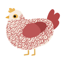 A cream and red chicken with a double-lace pattern