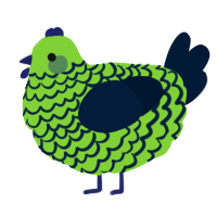 A grass and tumblr chicken with a lace pattern
