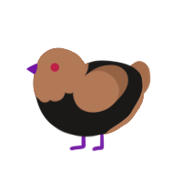 A sable and brown chicken with a head pattern