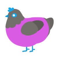 A orchid and grey chicken with a head pattern