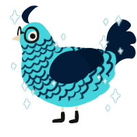 A aqua and tumblr chicken with a lace pattern