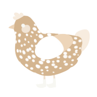 A beige and cream chicken with a speckle pattern