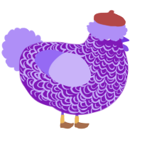 A violet and lilac chicken with a double-lace pattern