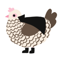 A cream and bark chicken with a lace pattern