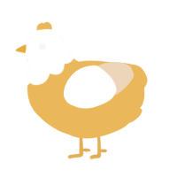 A honey and cream chicken with a head pattern