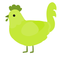 A lime chicken with a head pattern