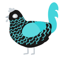 A sable and aqua chicken with a lace pattern