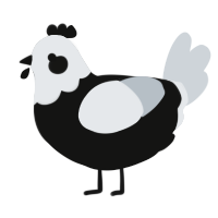 A black and mist chicken with a head pattern