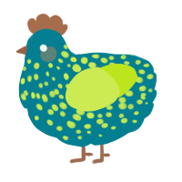 A sea and lime chicken with a speckle pattern