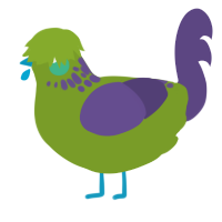 A chartreuse and overcast chicken with a neck-speckle pattern