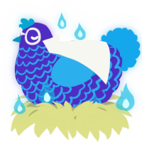 A indigo and sky chicken with a lace pattern