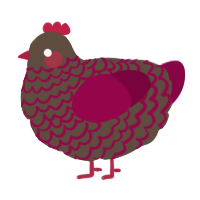 A bark and maroon chicken with a lace pattern