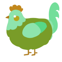 A chartreuse and spring chicken with a head pattern