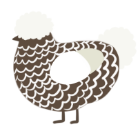 A bark and white chicken with a lace pattern