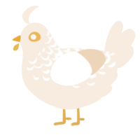 A cream chicken with a half-lace pattern