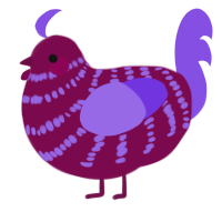 A wine and blurple chicken with a bar pattern